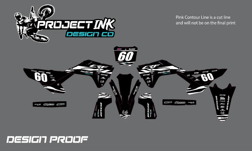 250/450 - Crf - Zebra GRAPHICS KIT COMPLETO CALCOMANÍAS KIT 21mil Grueso Foto 2 de 4