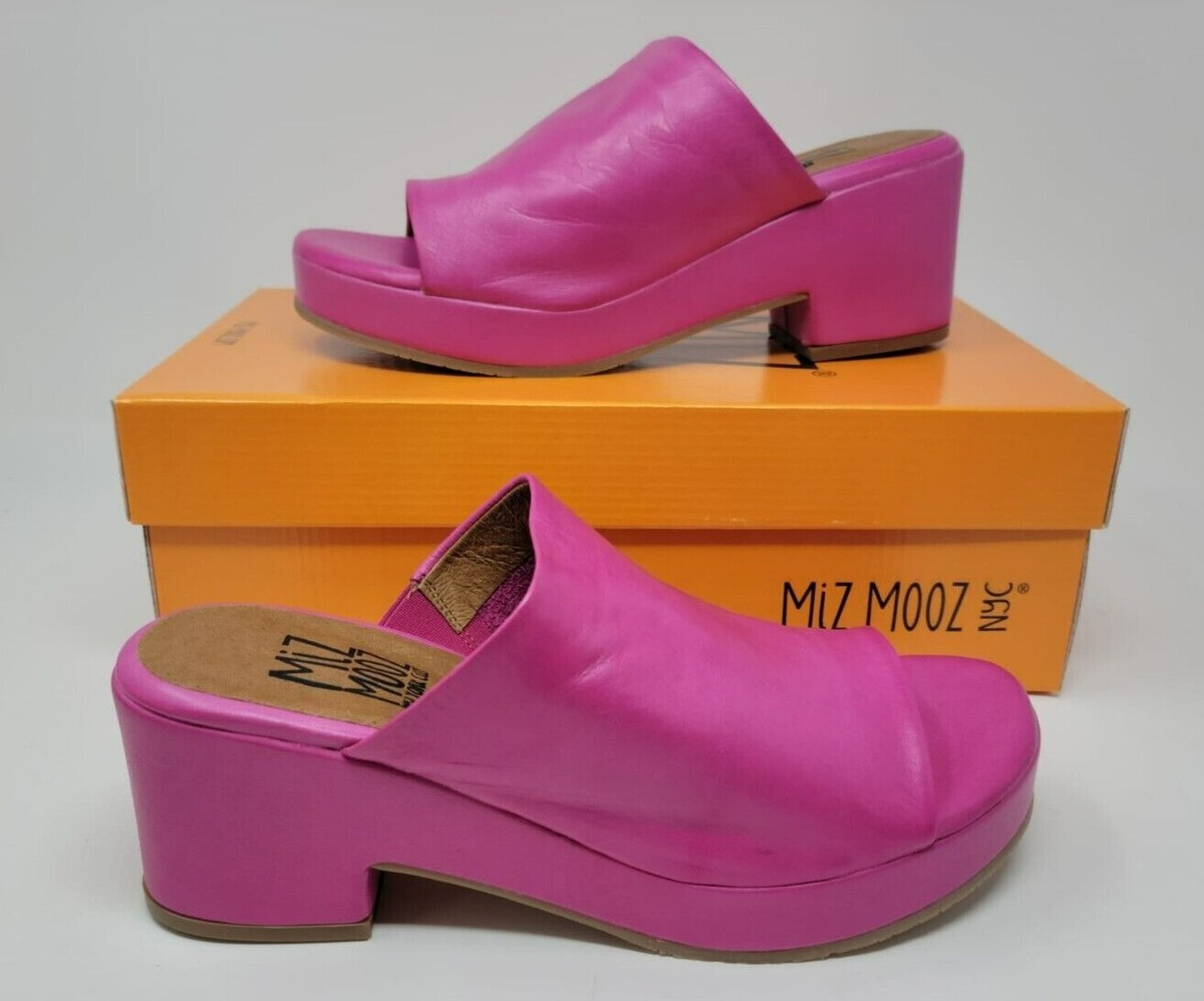 Miz Mooz Gwen Fuchsia Slip On Mule Leather Shoes for Women