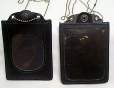 Universal Badge Holder Neck Black Leather Card Chain
