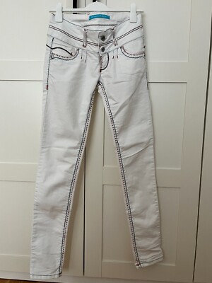 Cipo & Baxx Jeans weiß bunte Nähte Damen W28 L34 