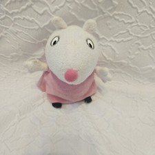Peppa Pig Suzy Sheep 2003 Plush Lamb Stuffed Animal Pink Dress Sound 8" Jazwares