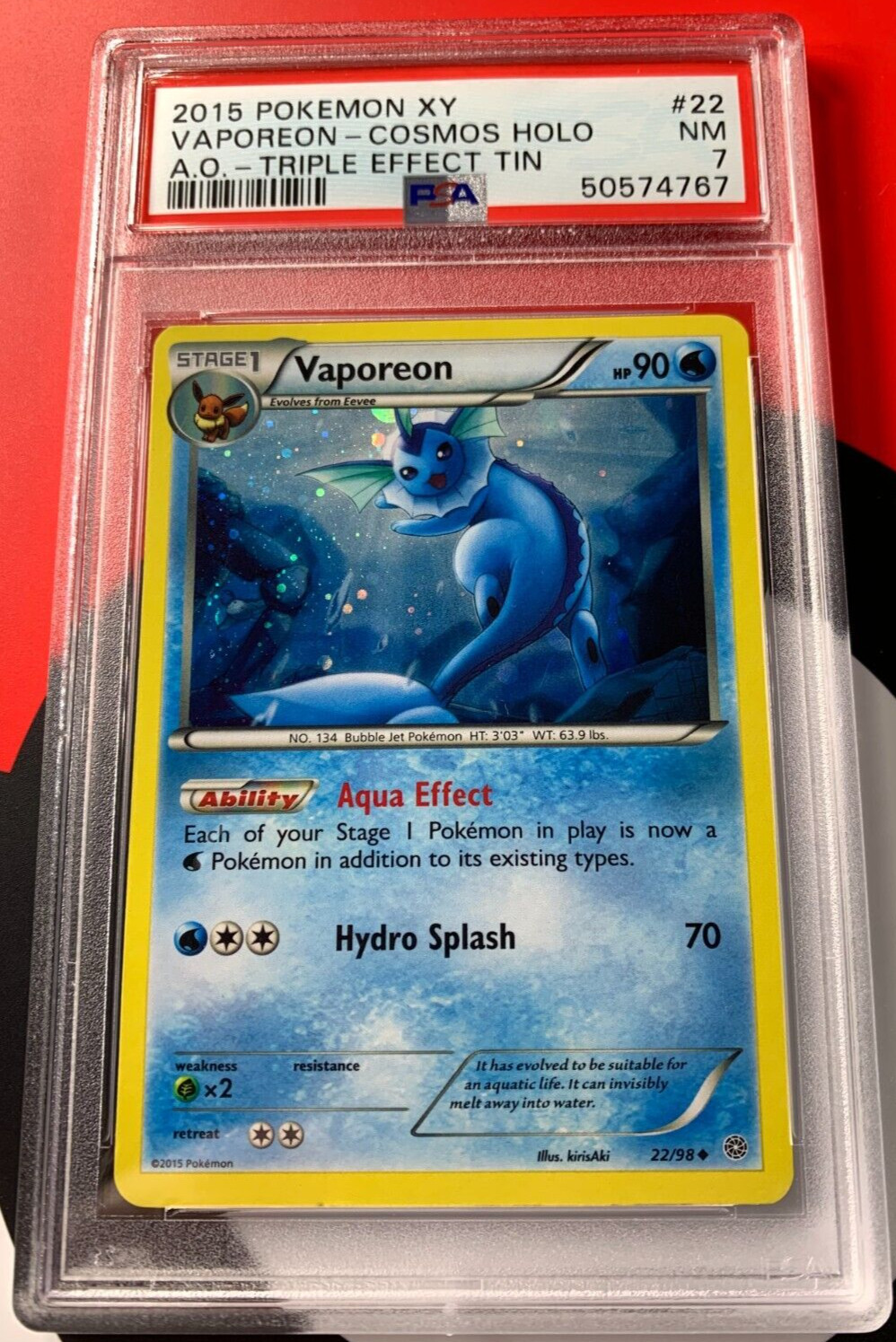 Vaporeon - (Cosmos Holo) 22/98 Triple Effect PSA 7 NM