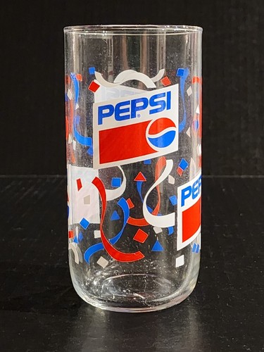 Pepsi Cola Rot Weiß Blau Celebrate Konfetti Glas Becher Vintage - Bild 1 von 7