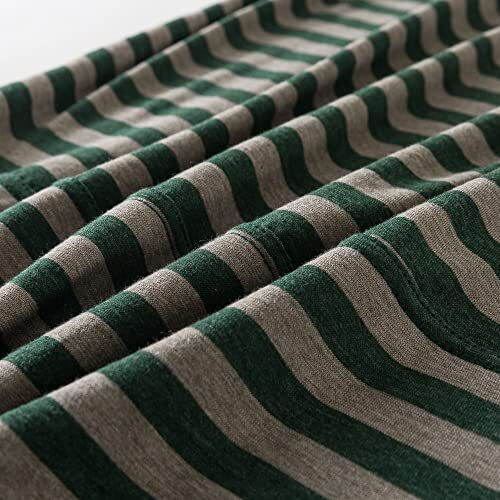 Household 100% Jersey Cotton Body Size Pillowcase Dark Green and Grey Striped - Picture 4 of 4