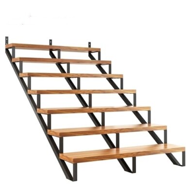 DIYHD Powder Coated Black Steel Stair Riser Stringer,3 Packs(No Wooden Treads）