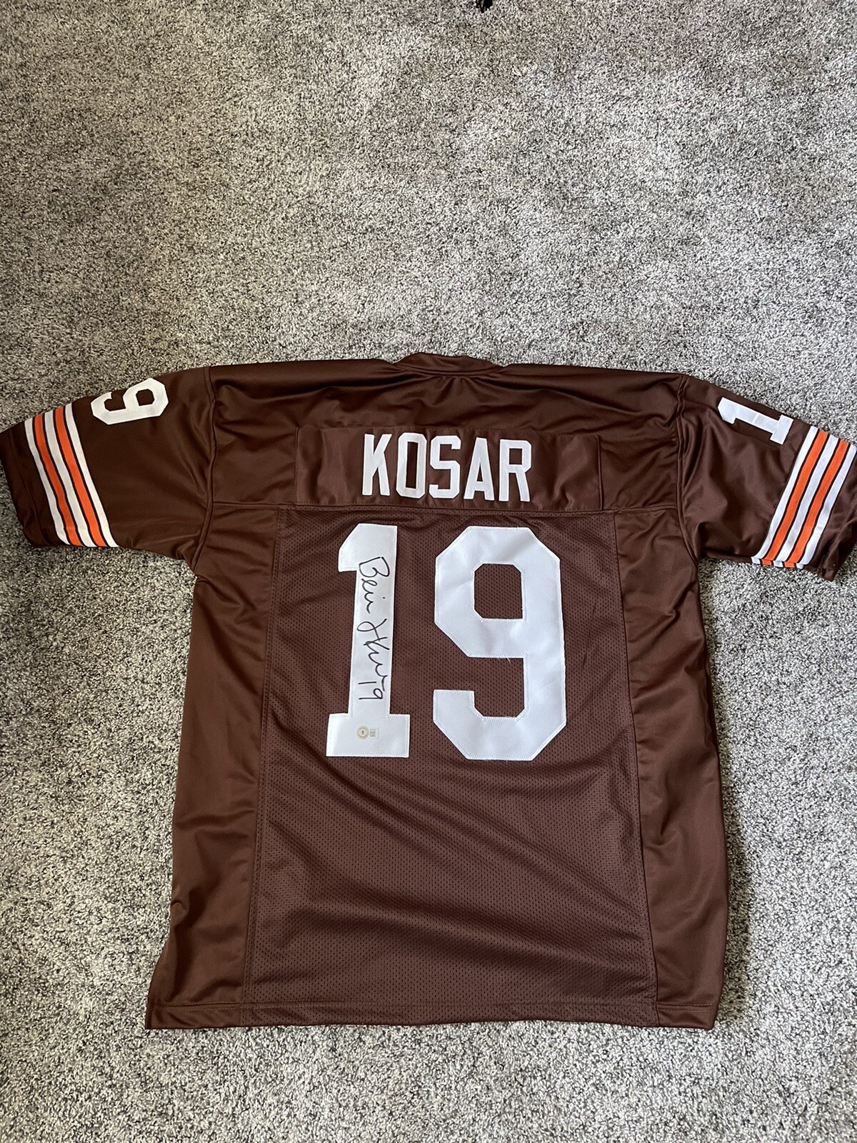 Bernie Kosar Autographed Signed Cleveland Browns Custom Cleveland Brown's Jersey COA Beckett 