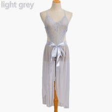 Lady Lace Night Dress Sheer Backless Wrap Skirt See Through Sleepwear Lingerie