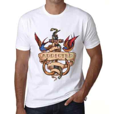 Herren Grafik T-Shirt Anchor Tattoo Addicted Öko-Verantwortlich Vintage Jahrgang