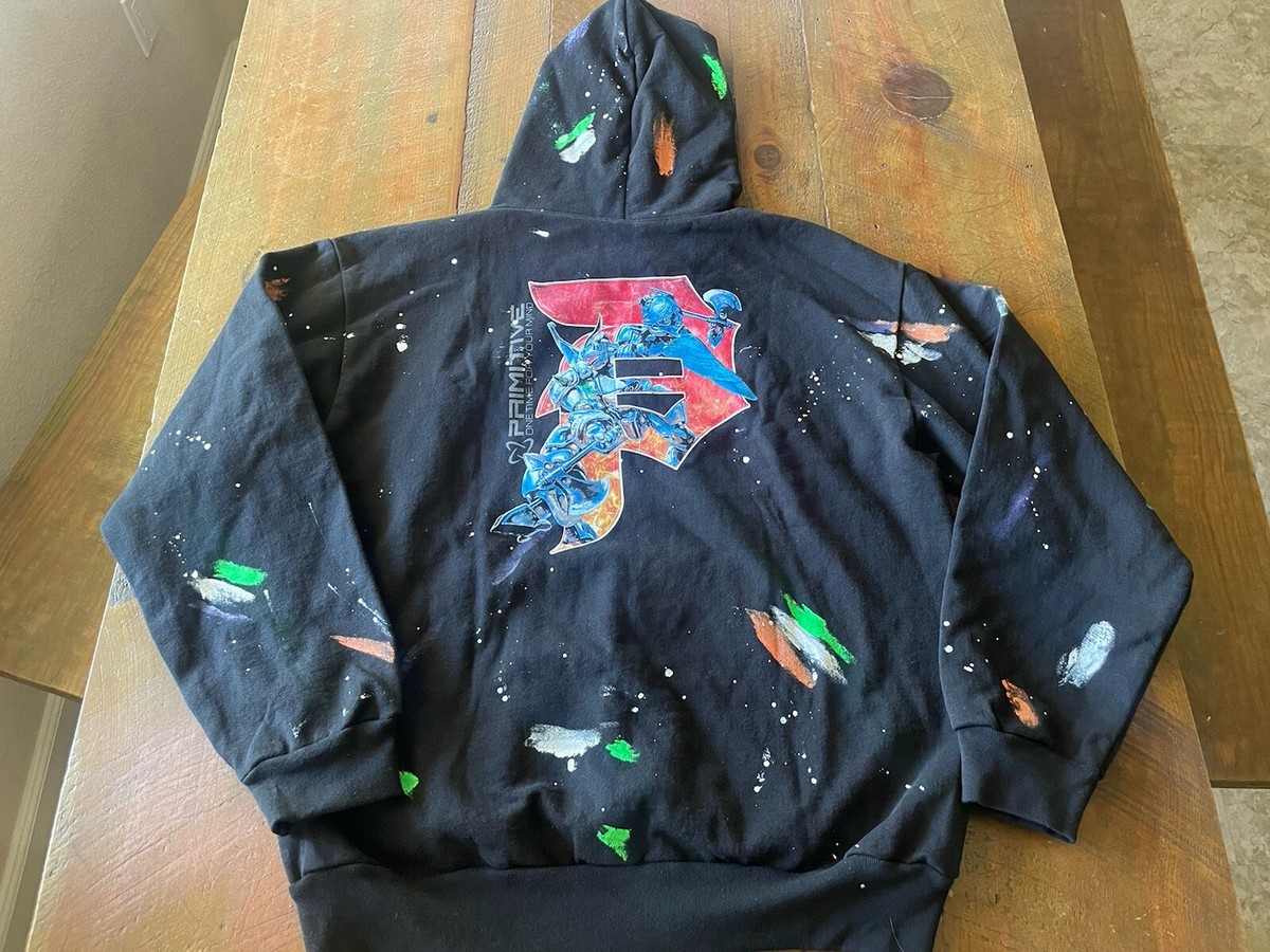 Primitive Skate Destroyer Hoodie Mens XL Custom Paint Splatter 3M  Reflective Ink | eBay