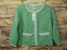 96 CAbi Womens Tweed Blazer Jacket Zip Up Woven Cropped Green Sz 8