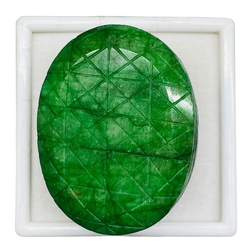 454 Cts Natural Carved Emerald Stunning Green Rare Huge Magnificent Gemstone - Picture 10 of 10