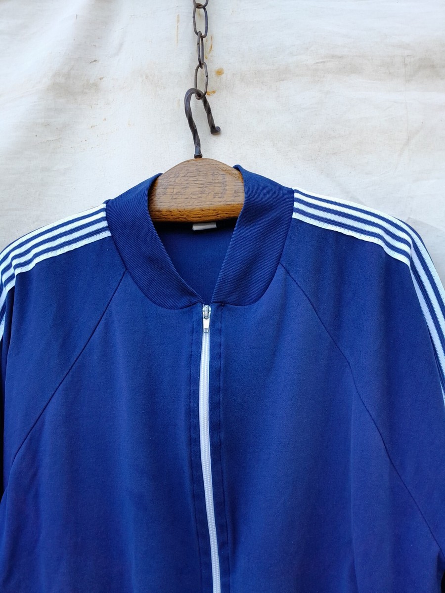 Vintage 70s Track Jacket Mens Large Blue White Taped Sleeve Vintage 70s Track Jacket Mens Large Blue White Taped Sleeve