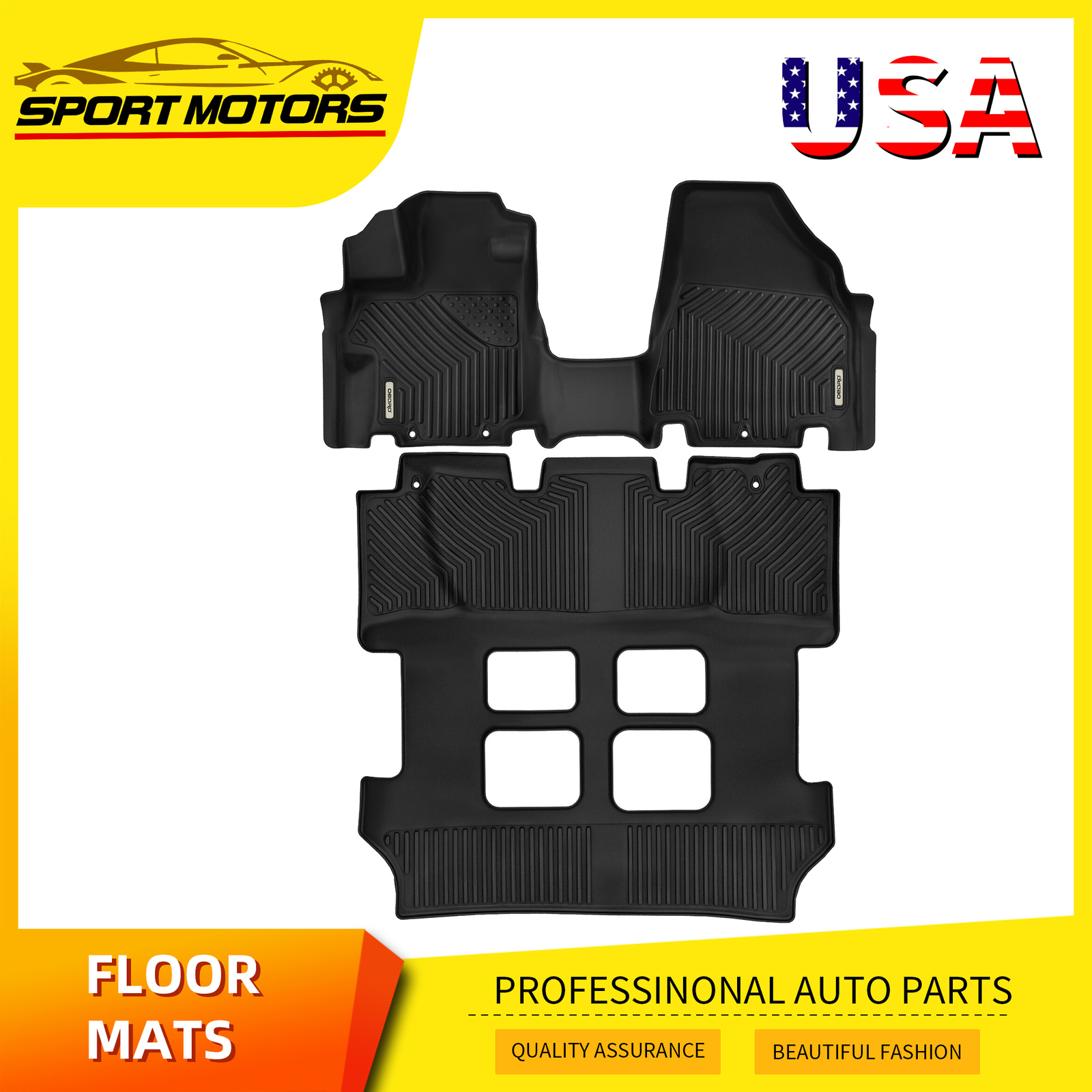 Floor Mats for 2011-2017 Honda Odyssey 3 Row Liner Set TPE All-Weather 3D Molded