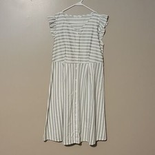 PatPat Mini Dress Ruffle Sleeve White/Green Womens Size Large