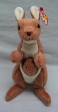 Vintage 1996 TY Beanie Baby POUCH THE KANGAROO W/ BABY 7" Stuffed Animal NEW