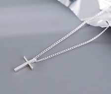 Tiny Simple Cross Pendant for Children Boy Girl Stainless Steel Small Necklace