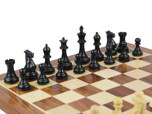 Sheesham Schachspiel mit flachem Sheesham Schachbrett 20 Zoll und ebonisiertem Morphy Pr - Bild 3 von 12