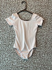 Bloch Girls Light Pink Short Sleeve Leotard Size 8-10 Ballet Dance Cotton