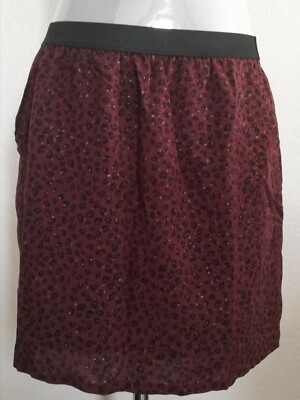 Süßer   Sommer Rock von CACHE CACHE Bordeaux Schwarz Tierdruck Größe 38 - 40