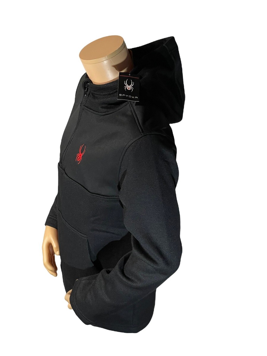 Spyder Men's Racer 1/4 Zip Pullover Hoodie, Black Size Medium NWT