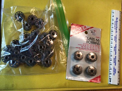 Vintage Singer Sewing Machine Class 66 Metal Bobbins,4 Pack, New, plus 23 used