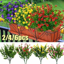 2/4/6 Bundles Artificial Flower Fake Uv Resistant Boxwood Plants Shrubs Faux