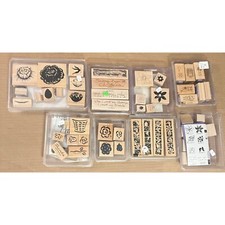Stampin Up Lot of 40 8 sets Rubber Wood Stamps Flowers Phrases Craft