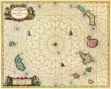 Mappa mappa mare Isole Canarie anni 1720 stile vintage - 24x30