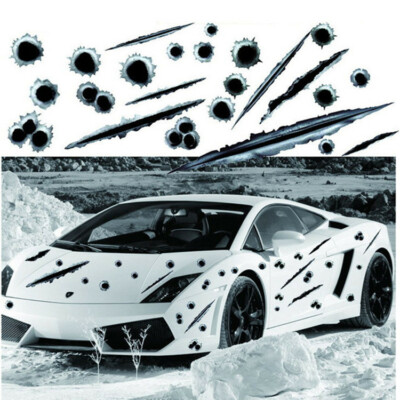 Realistic Bullet Hole 3D Stickers Vinyl Decals Rusty Damage Bumper Cars Us