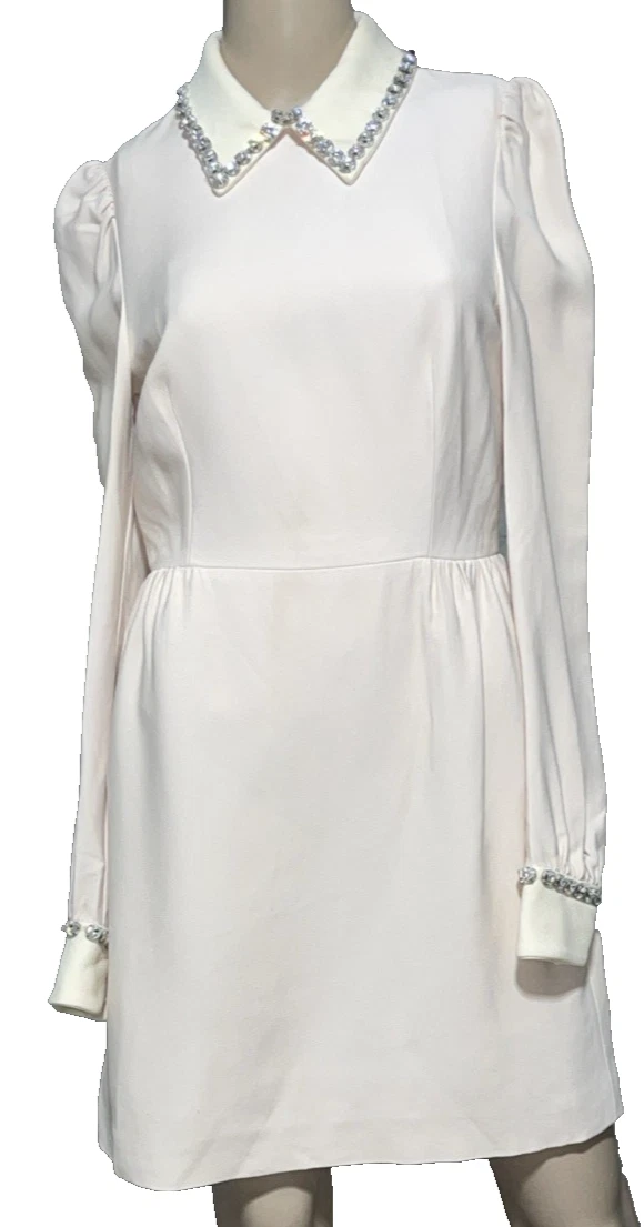 Miu Miu — Miu Miu Blush Pale Pink A Line Crystal Embellished Cocktail Dress US 2 4 / IT 40