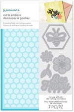 Momenta Bee Happy Flowers Leaf Dies and Hexagon Honeycomb Embossing Folder -8 Pc
