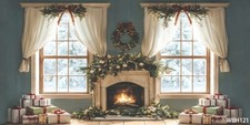 20'x10'Computer-painted Xmas Fireplace Gift View Wide Backdrop Background WBH121