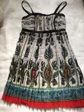 Strappy Print Mini Dress By Deep LA Sz M Tags $145