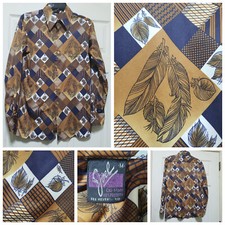 Vintage Joel California Shirt Mens Medium Brown Floral 70s Disco Abstract Ugly