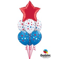Patriotic Stars Around 4th of July 8pc Balloon Pack, Red White Blue
