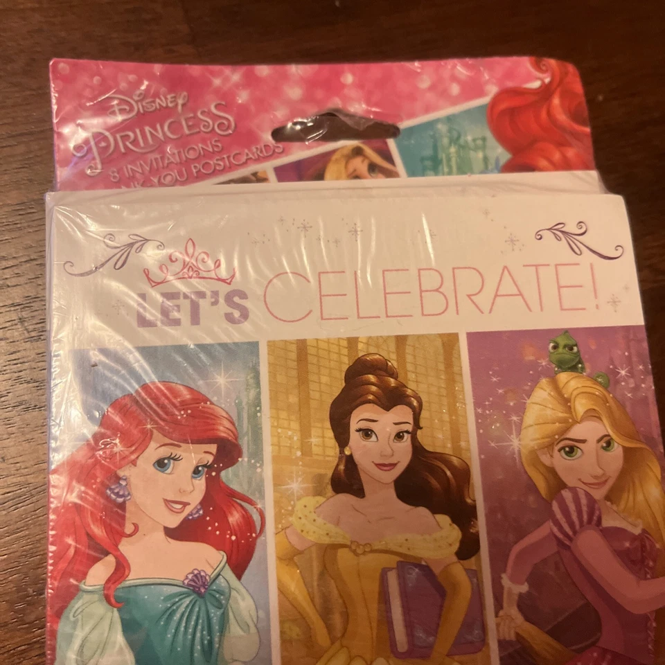 Disney Princess Invitations Thank You Cards Little Mermaid Belle 8 Each Sealed - Image 2 of 4