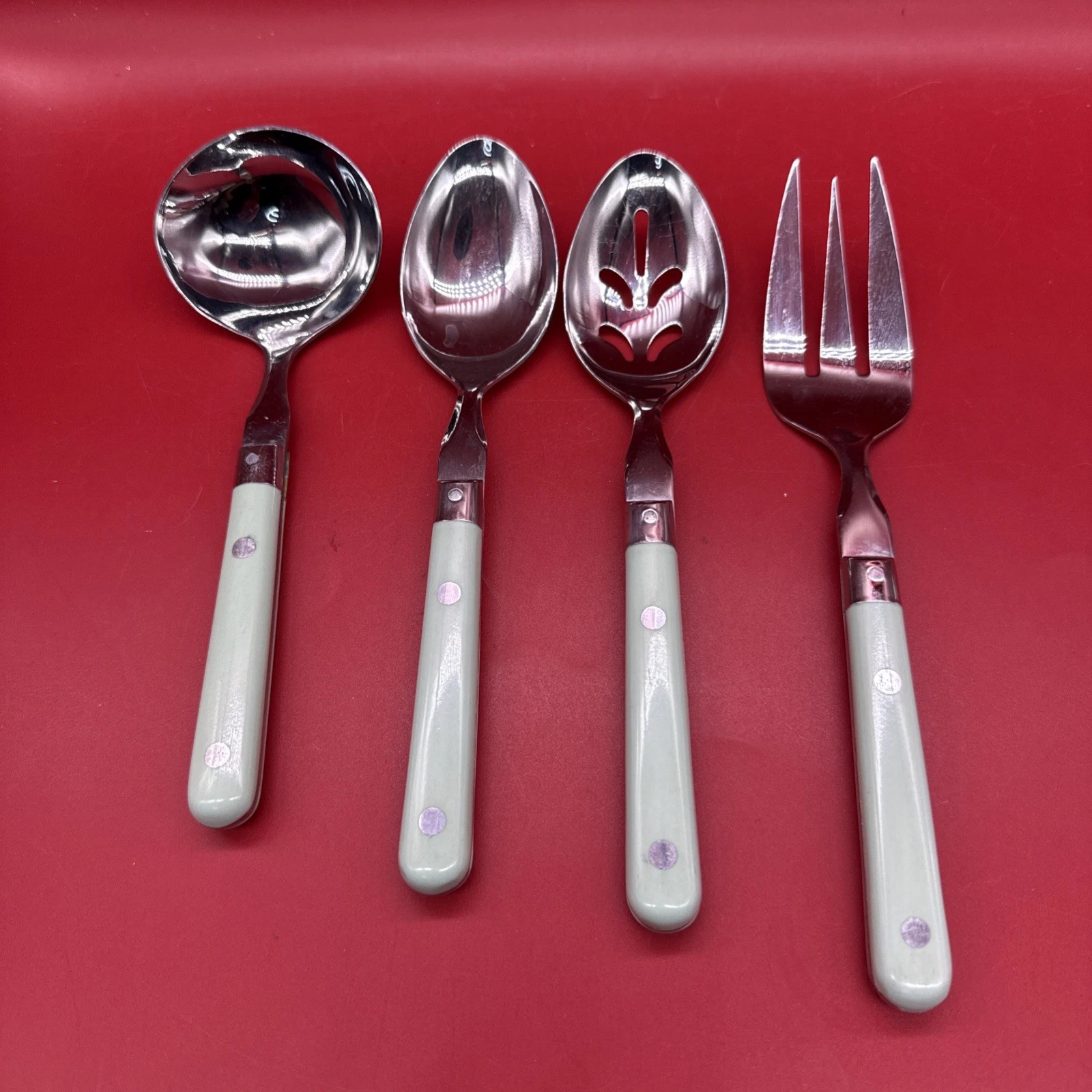 WF Washington Forge Mardi Gras Pastel Green 4 pc Flatware Serving Set Korea