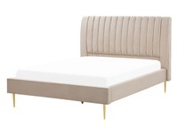 Elegantes Doppelbett Beige Aus Samtstoff 140 X 200 Cm Marville