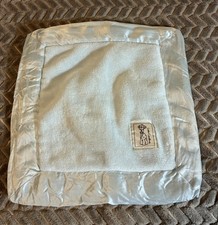Little Giraffe Baby Blue Satin Trim Security Blanket Made USA