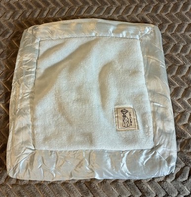 Little Giraffe Baby Blue Satin Trim Security Blanket Made USA