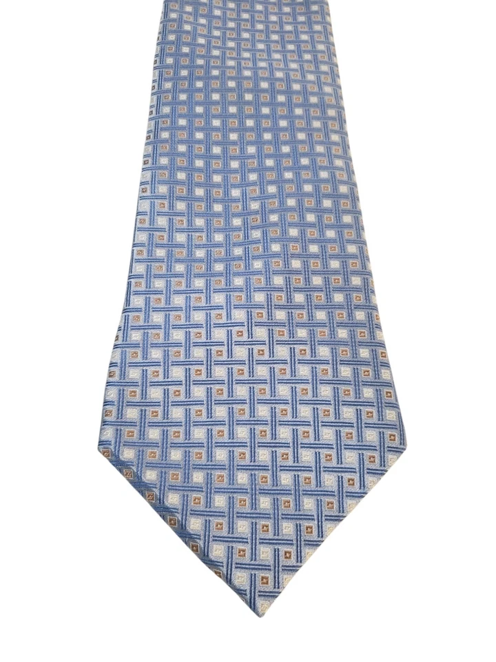 Corbata de diseñador Pronto-Uomo para hombre de lujo azul plateado geométrica 7 pliegues Foto 2 de 4