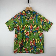 80's Vintage Hilo Hattie Hawaiian Shirt Parrots Macaws Men  s XL Made USA/Hawaii
