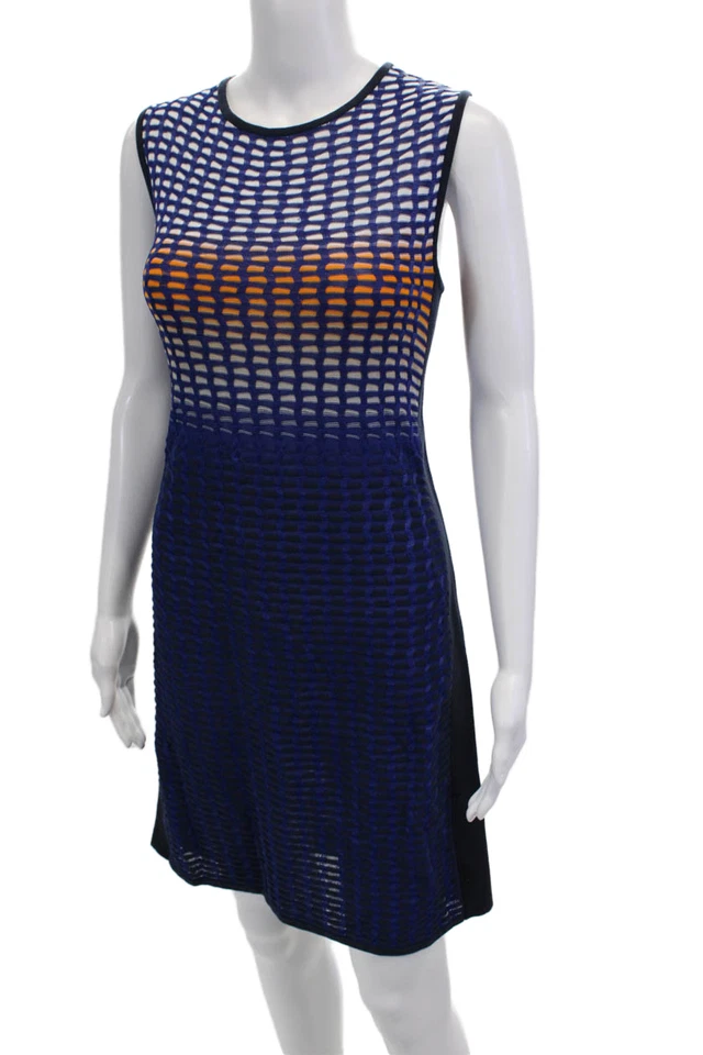 Magaschoni Womens Cotton Ombre Sleeveless Knit Pencil Dress Blue Orange Size M - Image 2 of 4