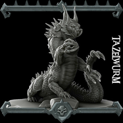 TAZELWURM Dragon Resin 3D Printed Fantasy Miniature D&D Tabletop RPG