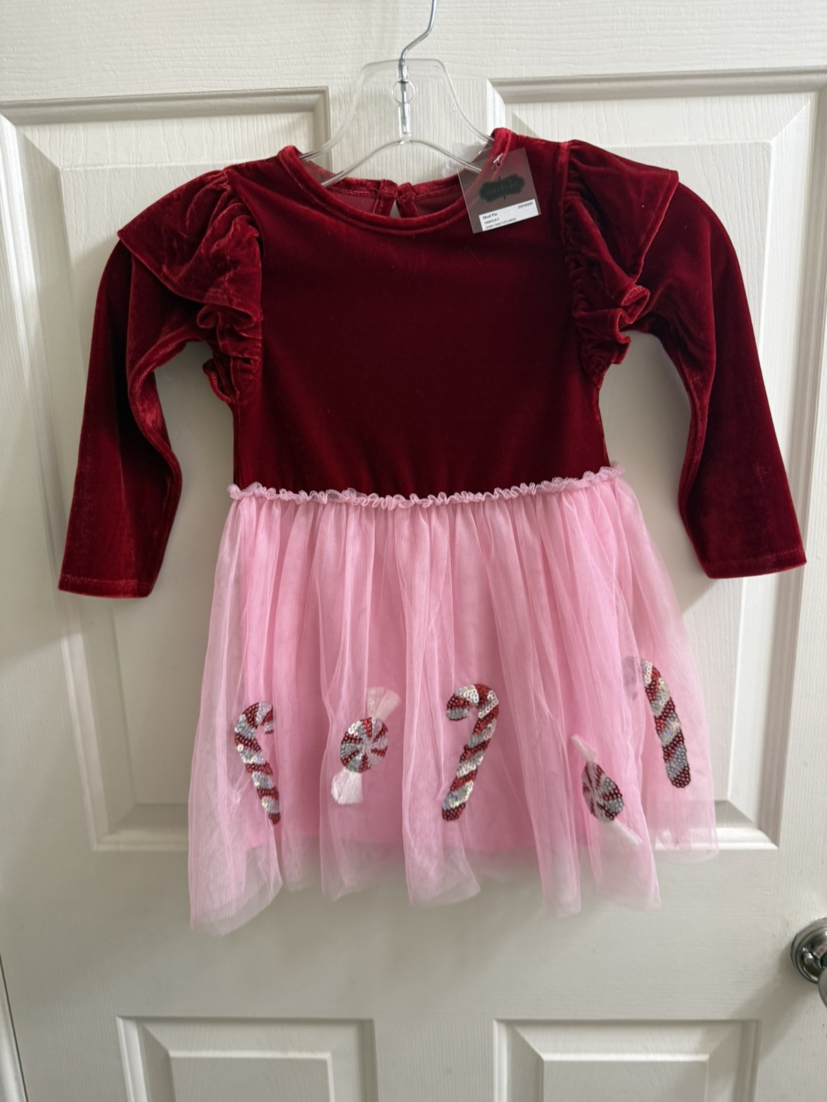 Mud Pie Toddler Girl Christmas pink Sequin Tutu Dress Size Medium 2T-3T NEW