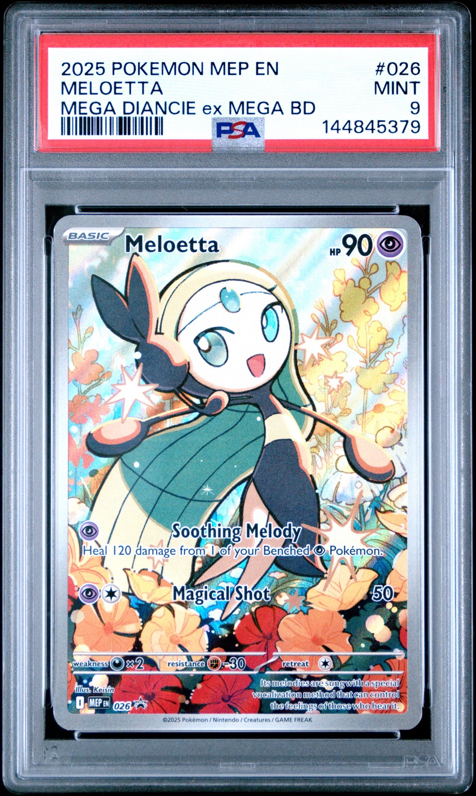 2025 POKEMON MEP EN-ME BLACK STAR PROMO #026 MELOETTA PSA 9