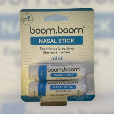 BoomBoom All Natural Aromatherapy Breathe Nasal Inhaler Stick Mint 0.035 OZ 2pck