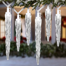 Gemmy Lightshow 24 Count Color Motion White LED Christmas Icicle Lights 5286323