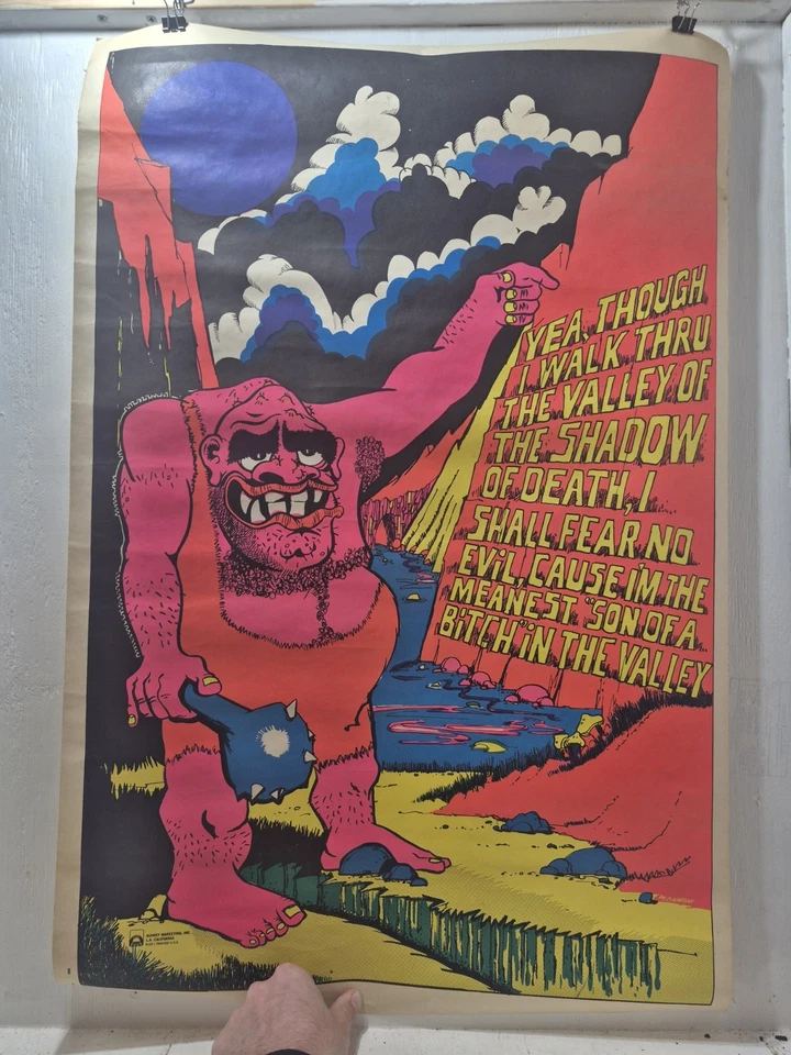 Vintage 70s Sunset Marketing Blacklight Poster Comical Funny Valley Shadow Death