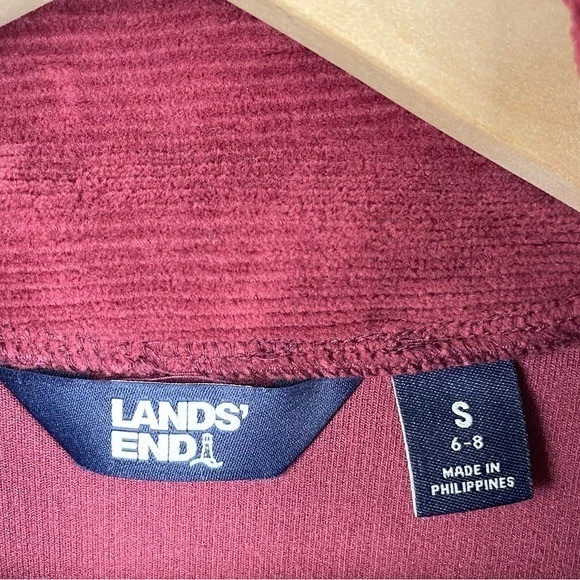 Túnica deportiva Lands' End para mujer manga larga cordón cuarto cremallera talla pequeña borgoña Foto 4 de 4